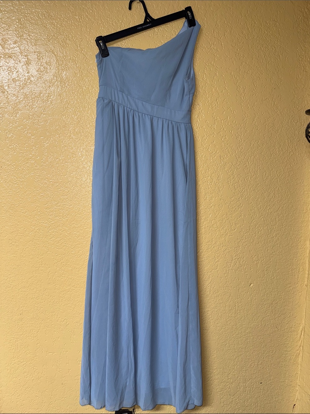 SHEIN Light Blue One-Shoulder Chiffon Maxi Dress